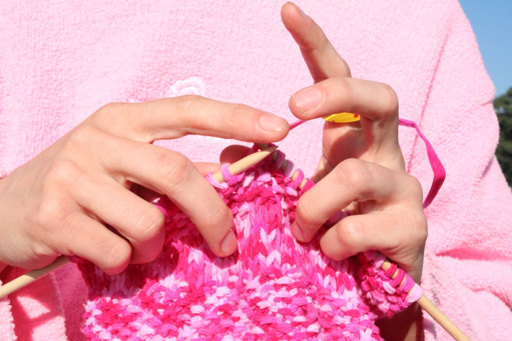 pink knitting