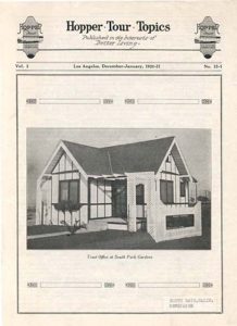 The front page of 'Hopper Tour Topics' showing the tract office for South Park Gardens