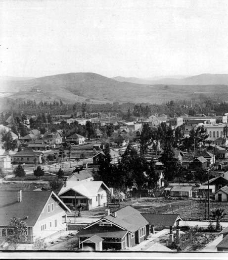 The view from Second Street and Monte Vista, looking south toward downtown San Dimas from Way Hill