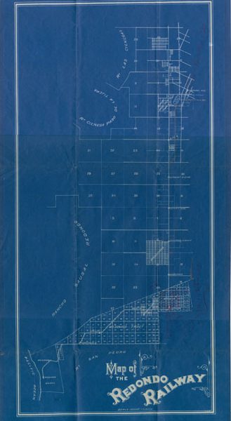 Blueprint map showing the Redondo Railway Company line