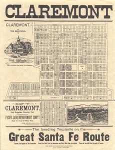 Map of Claremont townsite in real estate brochure, 1888