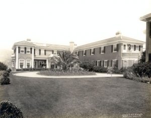 Front garden and façade of Mt. Ada, the home of William Wrigley, Jr., 1930s