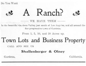 Real estate advertisement concerning Gardena property and printed in the 'Gardena Reporter.'
