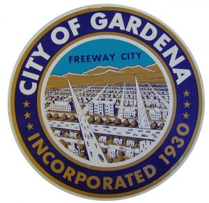 Gardena city seal bearing the city logo 'Freeway City.'