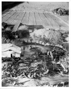 Pancho Barnes's Rancho De Oro after it burned