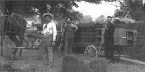 Antelope Valley farm scene with an early hay baler