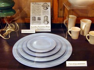 Catalina Island pottery - blue dinnerware in rope design (plates), c. 1930s