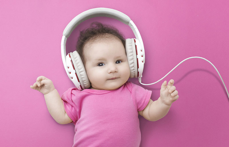 Baby with headphones