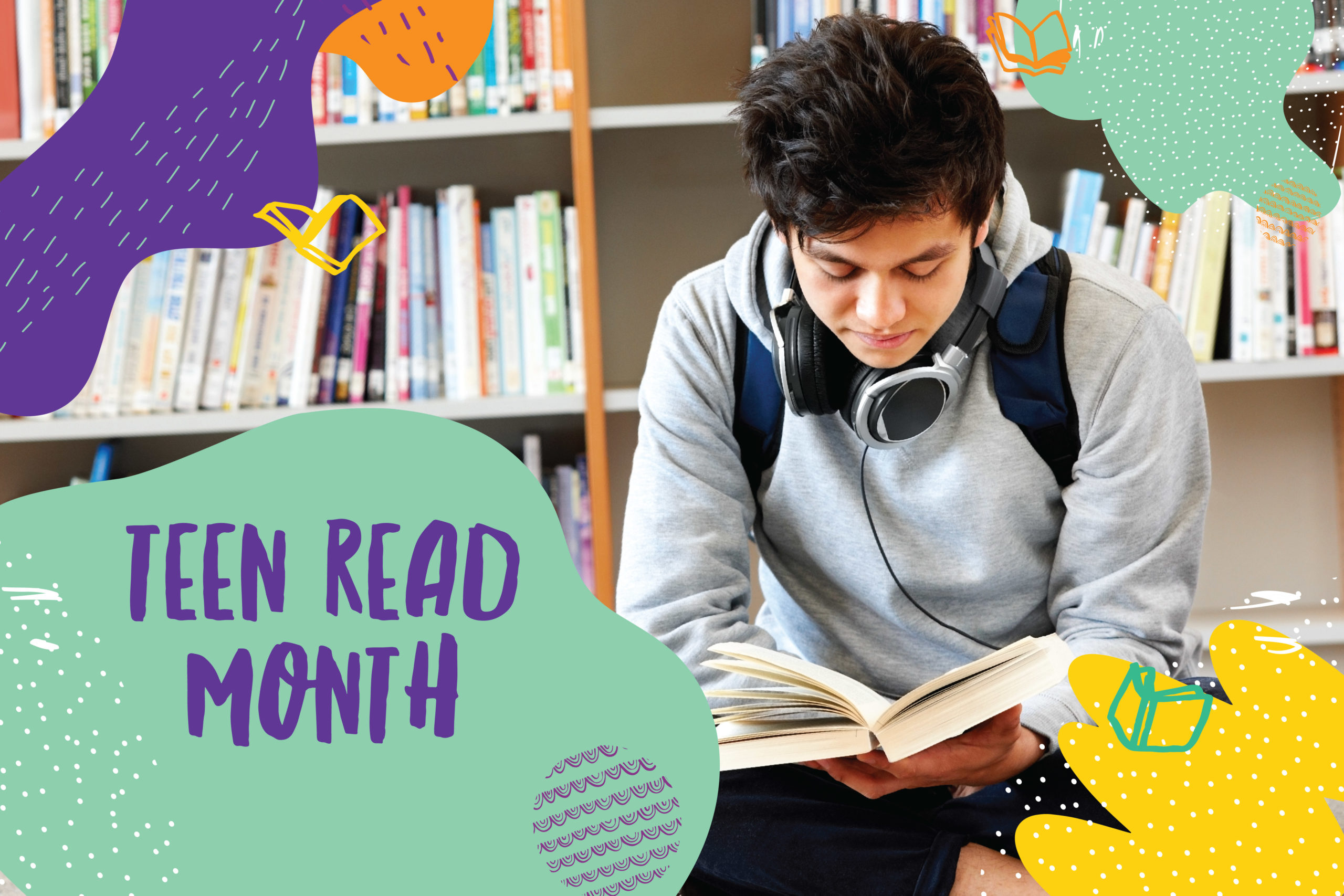 Teen boy reading a book