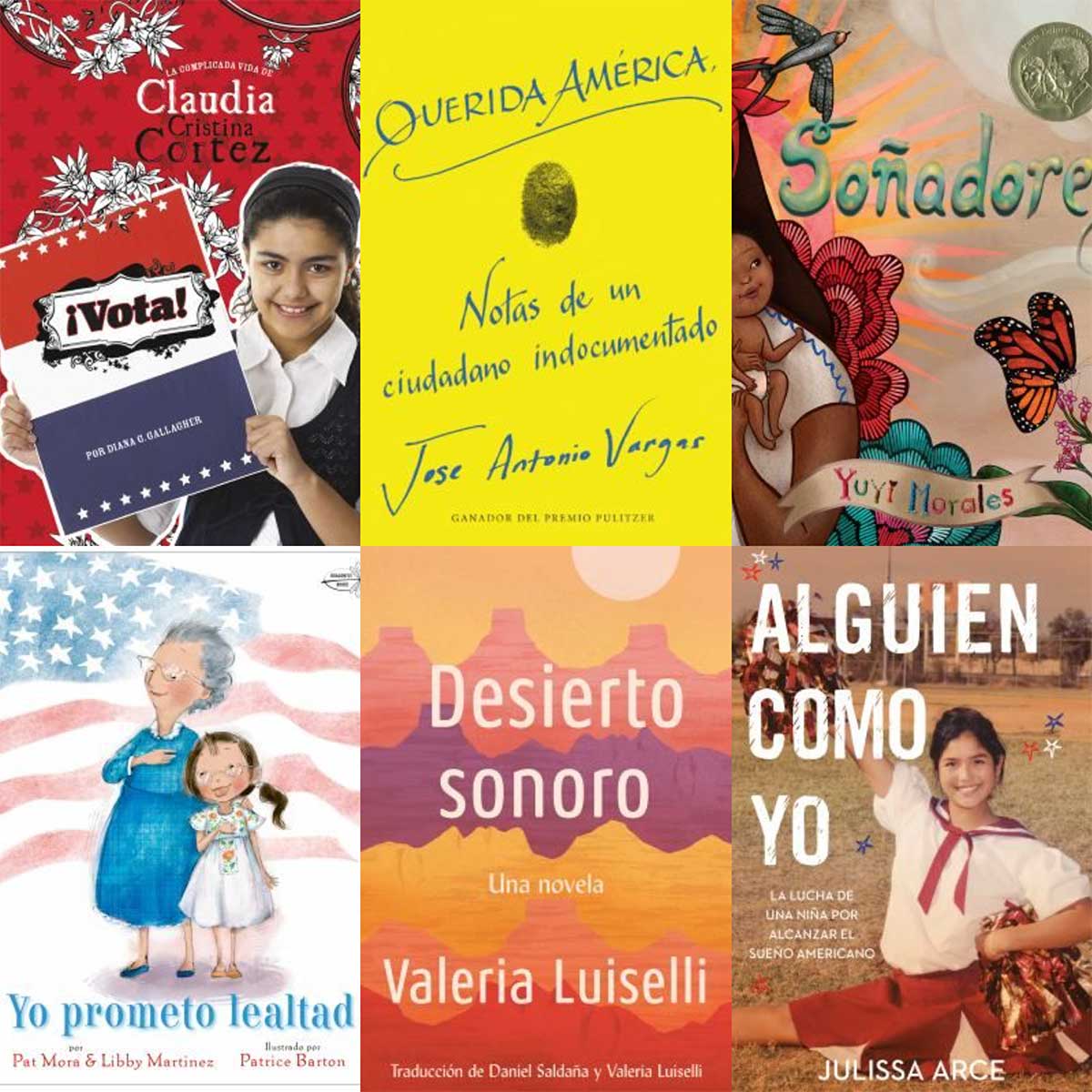 six spanish book covers collage