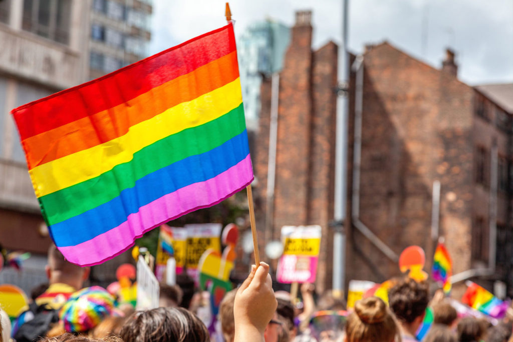Rainbow flag at LGBTQ+ parade