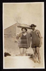 Beachgoers Louise & Byron Kenner in front of Bruce’s Beach, circa 1920. Courtesy of the Miriam Matthews Photograph Collections, Library Special Collections, Charles E. Young Research Library, UCLA.