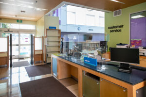 Customer service area at East Rancho Dominguez Library, a location of LA County Library