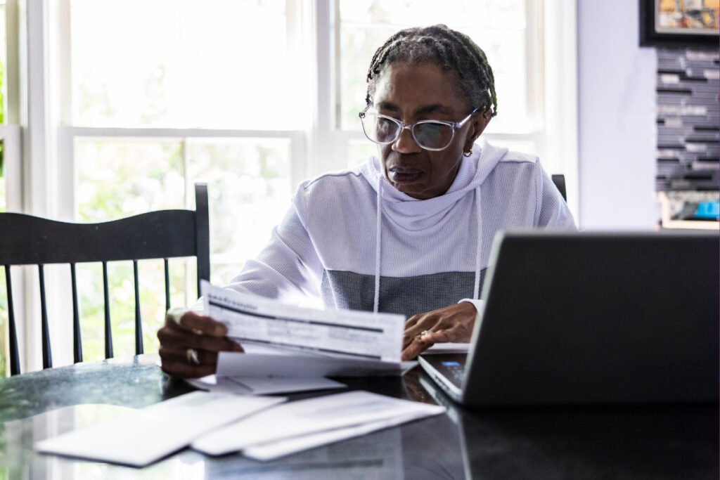 Man reviewing tax information