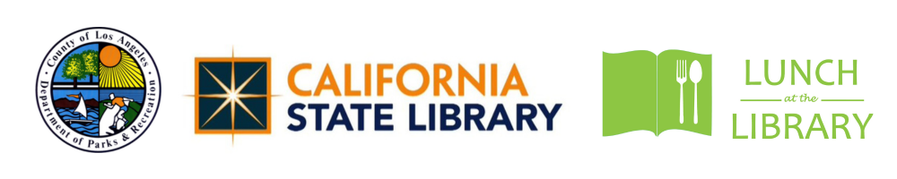 LA County Parks, California State Library, and Lunch at the Library logos