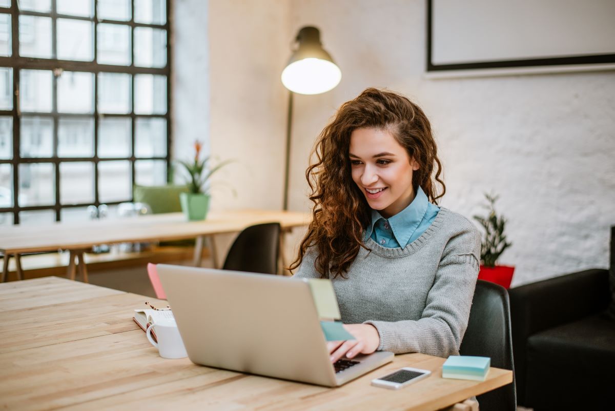 Woman working on laptop