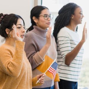 Women taking the oath of Citizenship