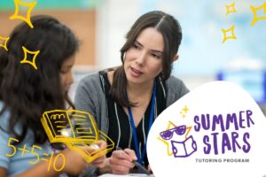 Tutor working with a student in the Summer Stars program at LA County Library