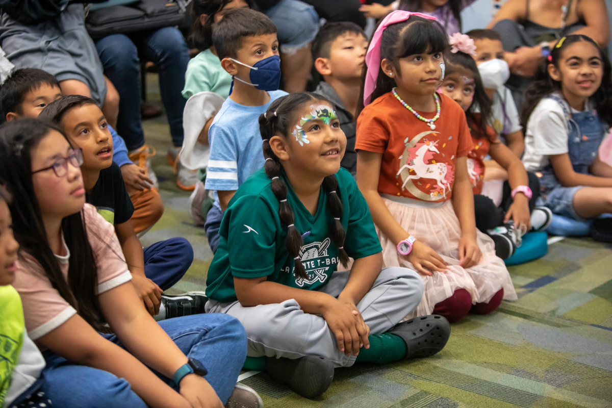 happy kids at a library event