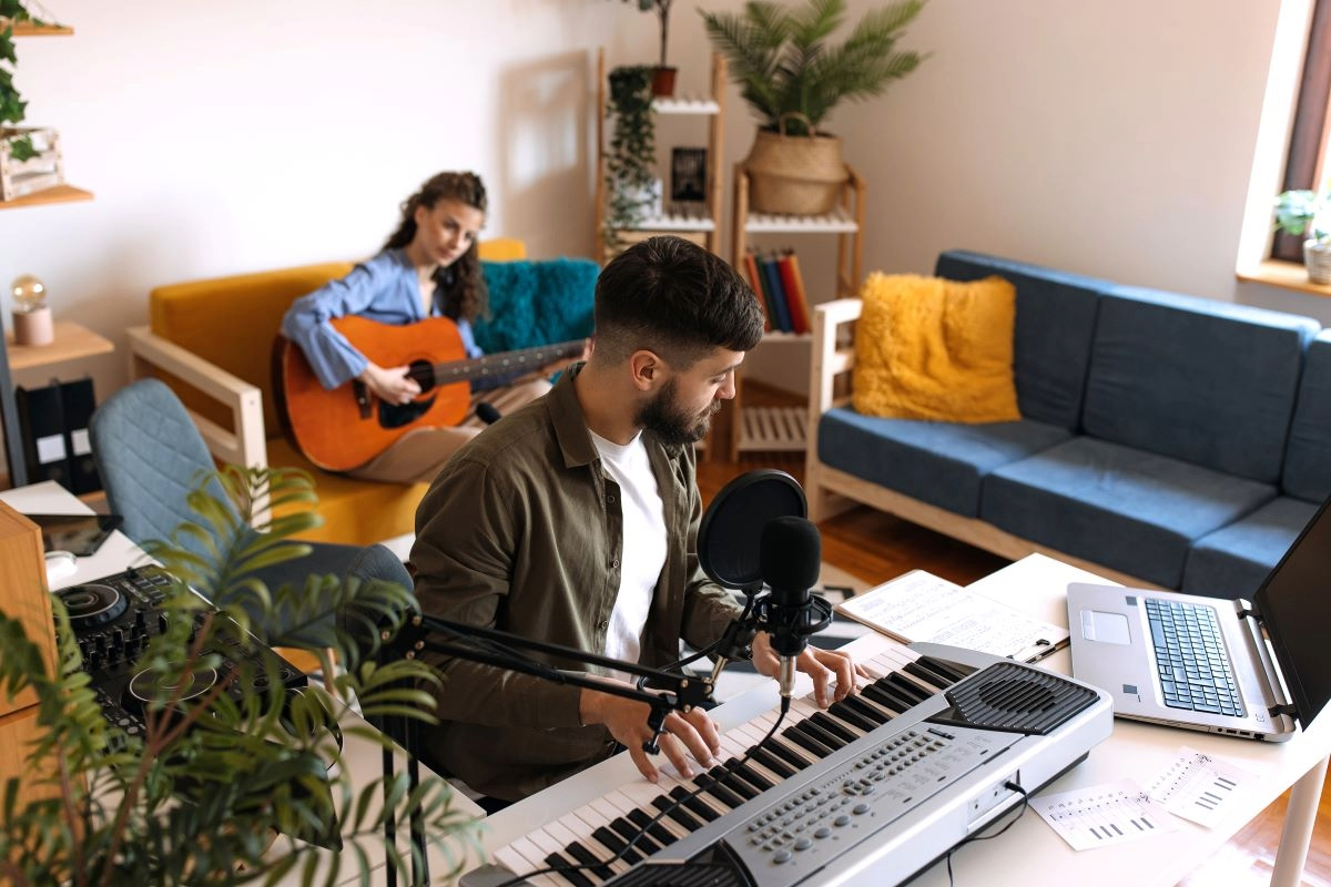 kids playing instruments in a rock band