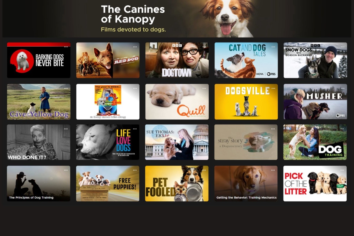 Canines of Kanopy movie thumbnails