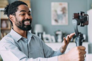 man making a video of himself