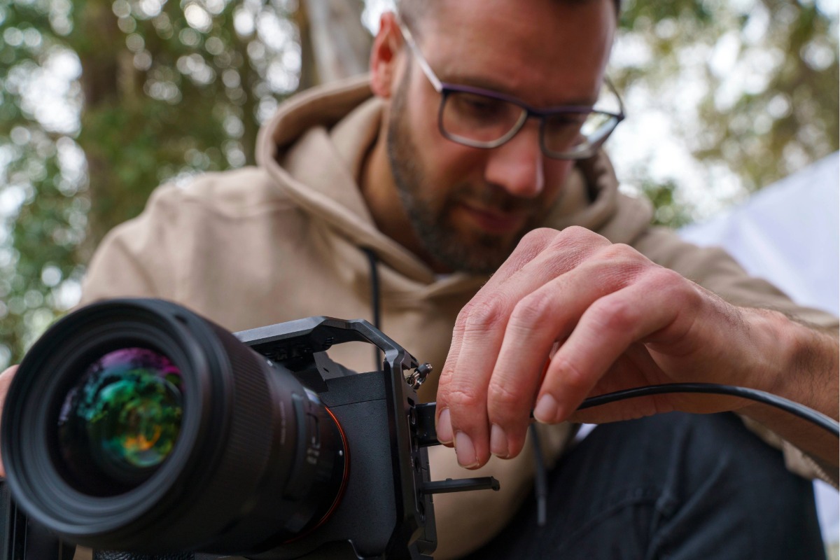 man using video equipment