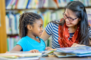 Reading tutor and child