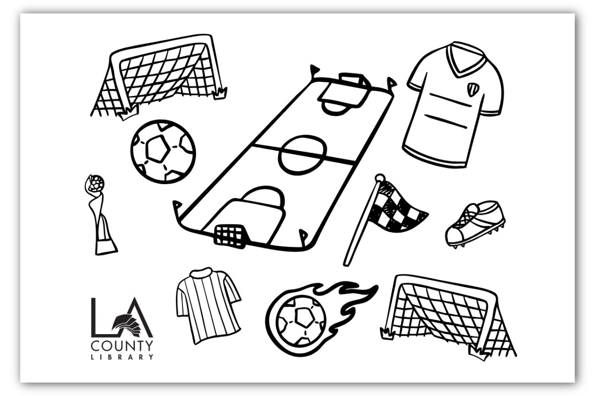 Summer of Soccer coloring page thumbnail