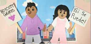 Children holding signs supporting the Farmworkers Movement