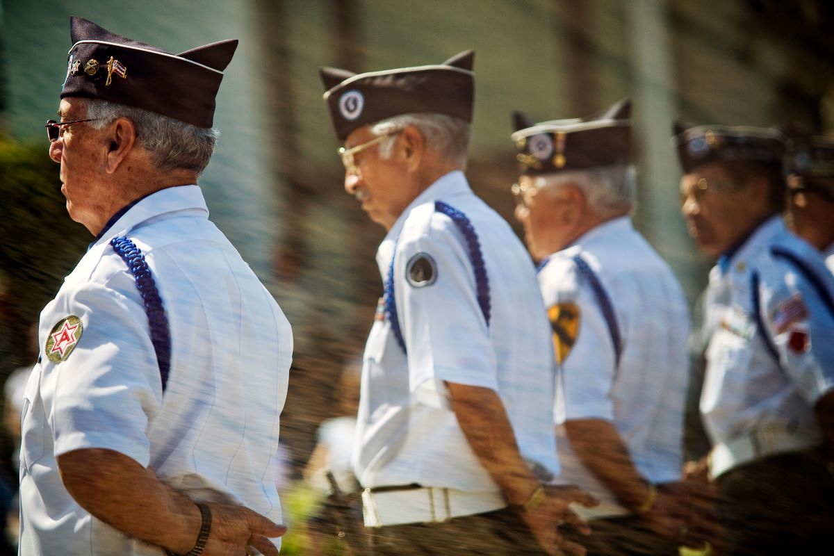 veterans standing at attention