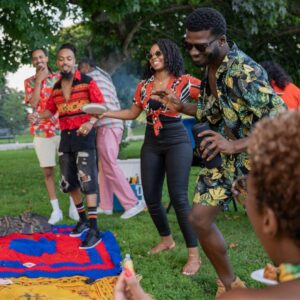 people celebrating Juneteenth outdoors