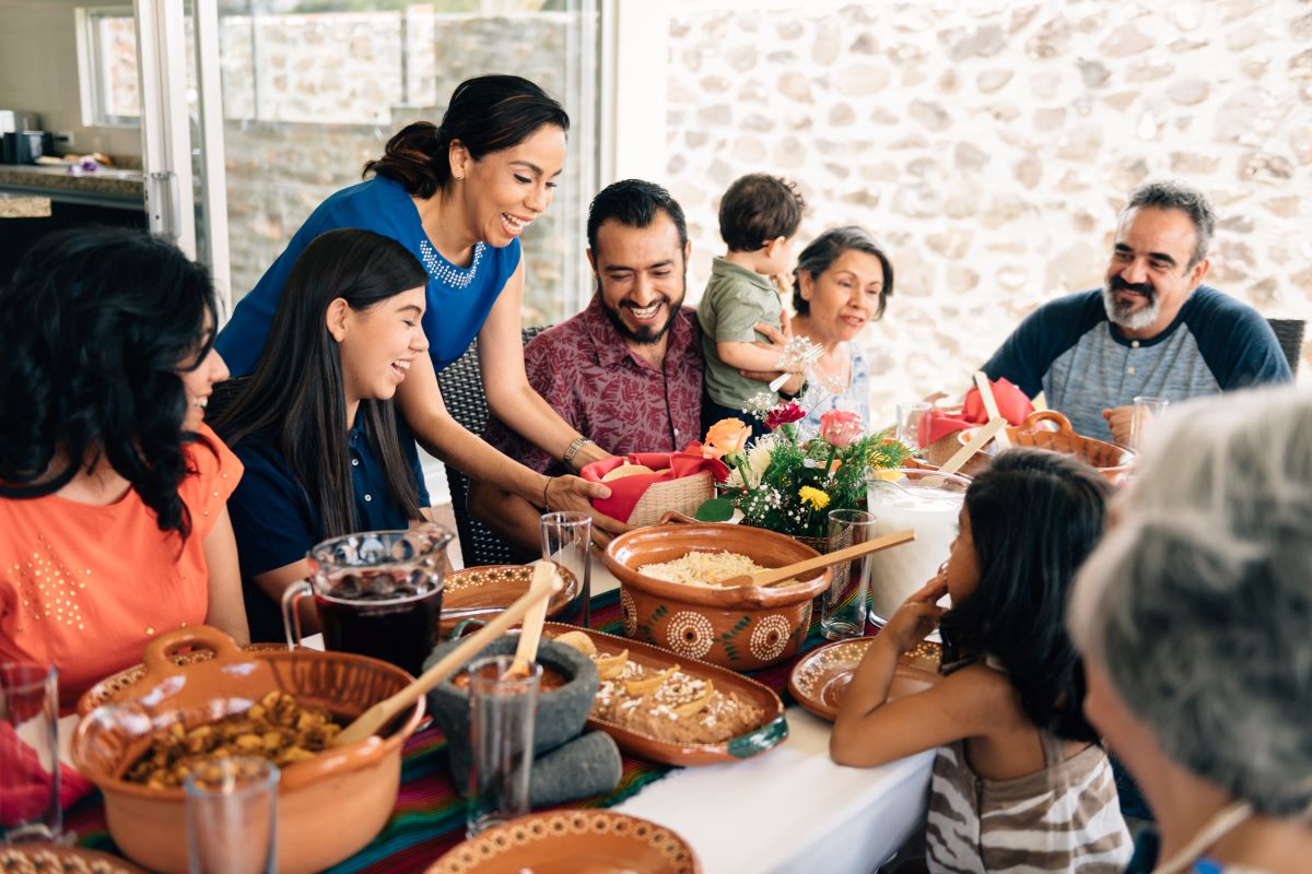 Hispanic family gathering