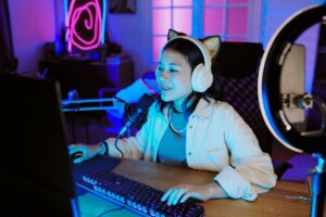 Teen hosting a podcast